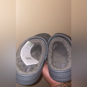 Gray Fur Lined Crocs